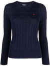 Embroidered Logo Pony Cable Knit Top Navy - POLO RALPH LAUREN - BALAAN 2