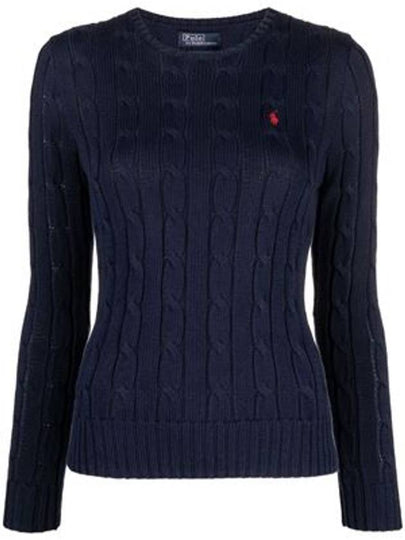 Embroidered Logo Pony Cable Knit Top Navy - POLO RALPH LAUREN - BALAAN 2