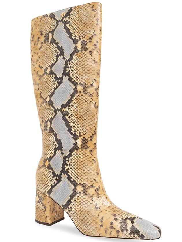 Tory Burch Leather Heeled Knee-high Boots, Women's, Beige - TORY BURCH - BALAAN 4