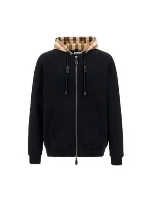 Check Hood Cotton Zip Up Hoodie Black Archive Beige - BURBERRY - BALAAN 2