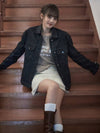 Minnie wears POCKET WASHED DENIM JACKET - ANOETIC - BALAAN 3