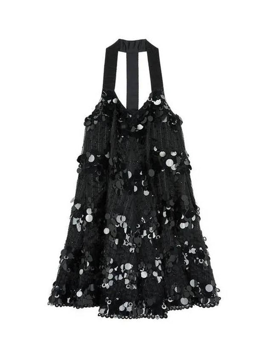 Additional 50 OFF Women s Glitter Silk Halter Dress Black - EMPORIO ARMANI - BALAAN 1