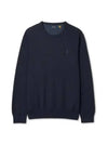 Cotton Crew Neck Sweater Navy - POLO RALPH LAUREN - BALAAN 2