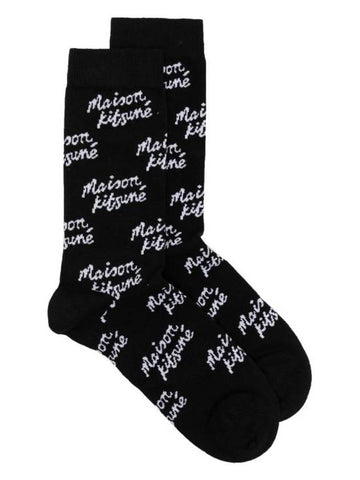 All Over Logo Socks Black - MAISON KITSUNE - BALAAN 1