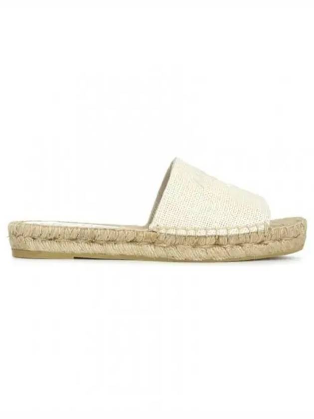 Embroidered Logo Raffia Espadrille Slippers Ivory - PRADA - BALAAN 2