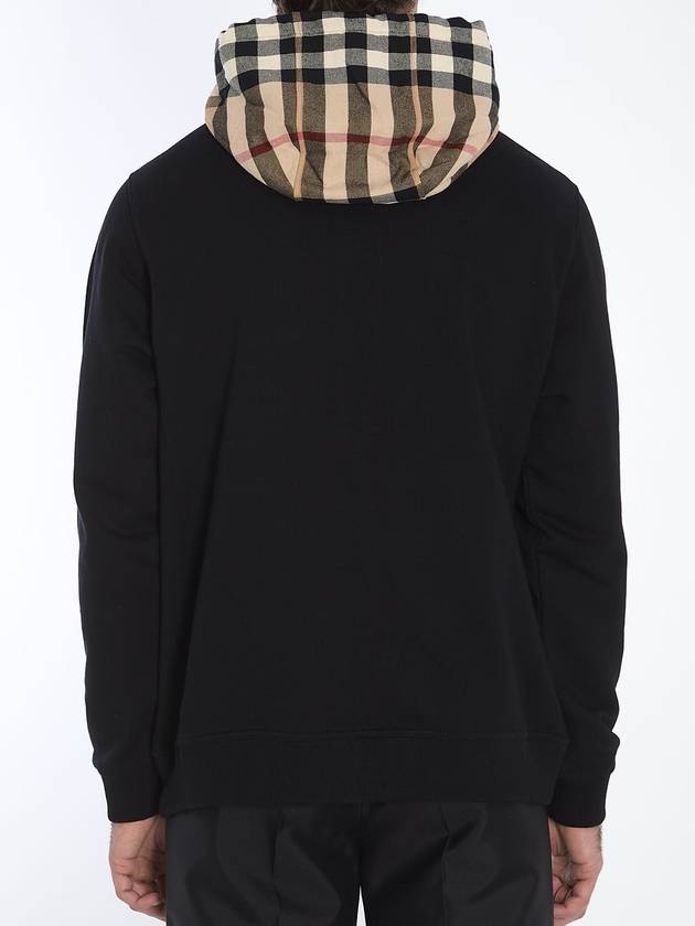 Check Hood Cotton Zip Up Hoodie Black Archive Beige - BURBERRY - BALAAN 5