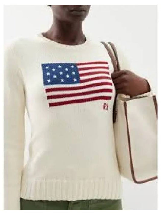 Savings W Flag Cotton Crew Neck Sweater Natural - POLO RALPH LAUREN - BALAAN 1