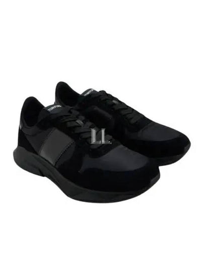 Suede Nylon Low Top Sneakers Black - TOM FORD - BALAAN 2