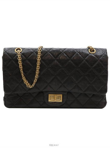 Daejeon Used Luxury Goods A37587 2 55 Vintage Flap Bag Large Black Gold Plated - CHANEL - BALAAN 1