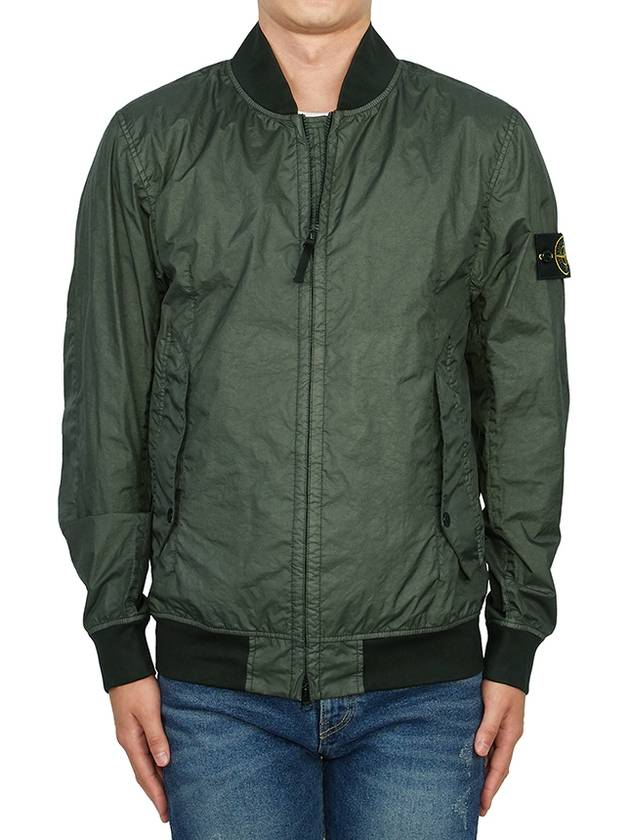 Men's Wappen Patch Zip-Up Bomber Jacket Green - STONE ISLAND - BALAAN 3