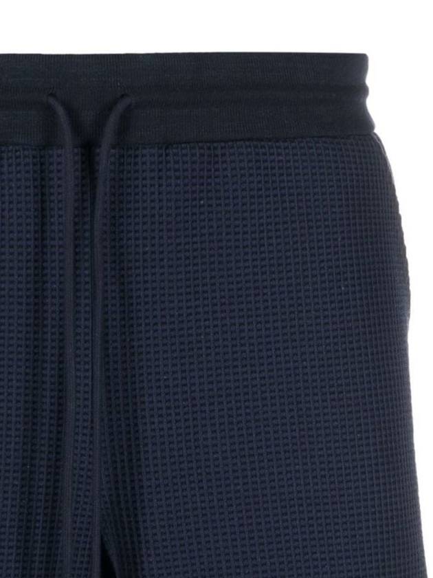 Textured Check Summer Cotton Shorts Navy - THOM BROWNE - BALAAN 5