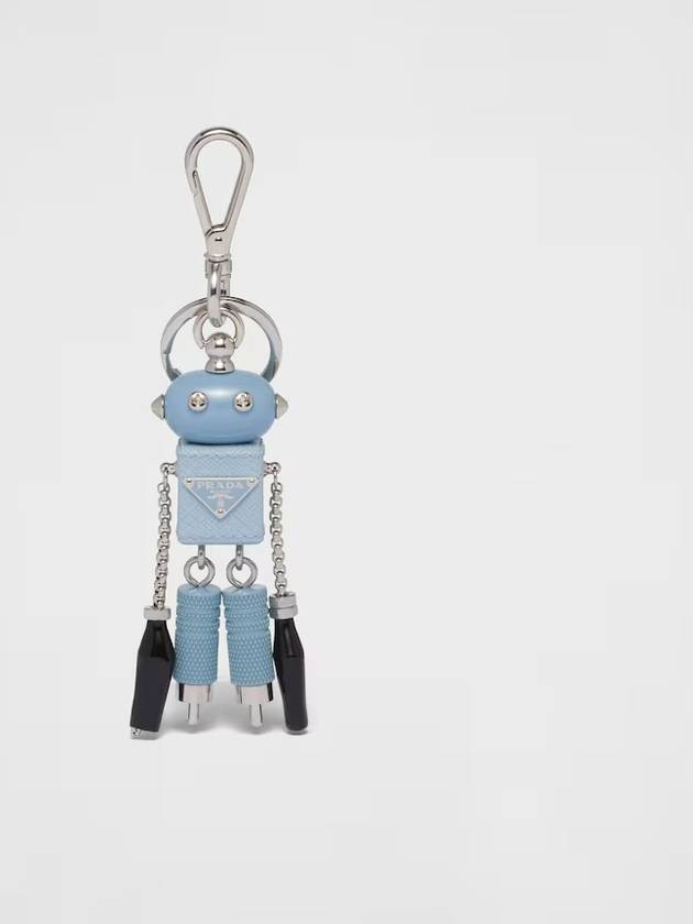 Saffiano Leather Robot Keychain Trick Light Blue - PRADA - BALAAN 2