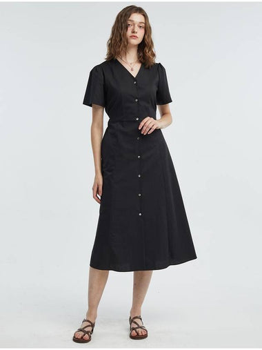 Women s V neck Shirt Long Dress Black - MANAVIS7 - BALAAN 1