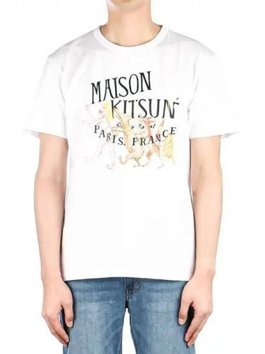 Men s Olly Flower Fox Short Sleeve T Shirt JM00165KJ0008 WHITE 270572 - MAISON KITSUNE - BALAAN 1