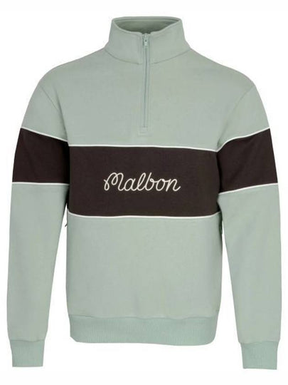 Men's Collegiate Quarter Zip Sweatshirt Sky Blue - MALBON GOLF - BALAAN 2