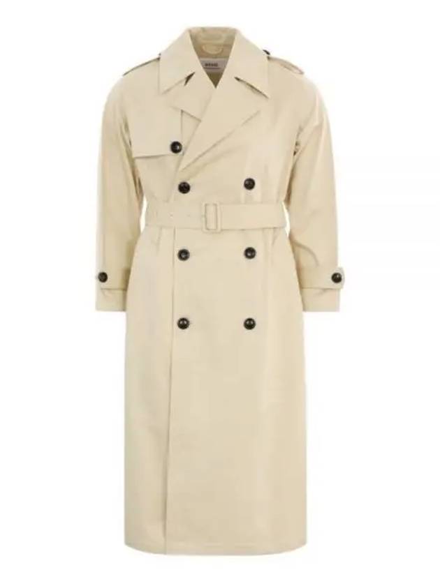 Satin Trench Coat Ivory - AMI - BALAAN.