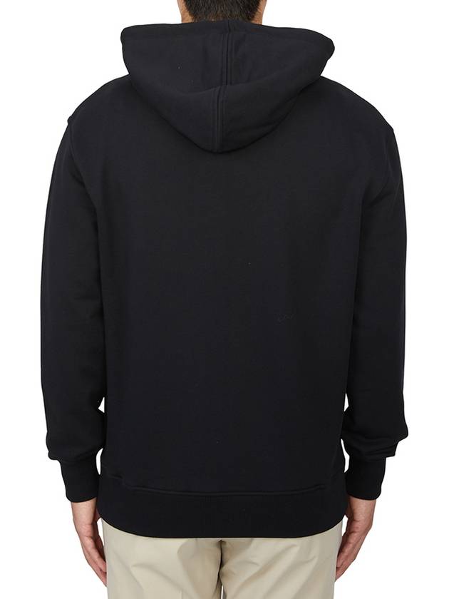 Heart Logo Drawstring Cotton Zip-Up Hoodie Black - AMI - BALAAN 7