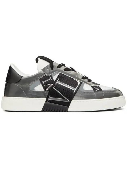 VLTN Logo Band Calfskin Low Top Sneakers Grey - VALENTINO - BALAAN 1