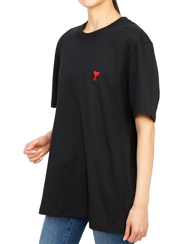 Small Heart Logo Short Sleeve T-Shirt Black - AMI - BALAAN 6