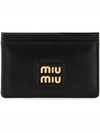 Logo Leather Card Wallet Black - MIU MIU - BALAAN 3