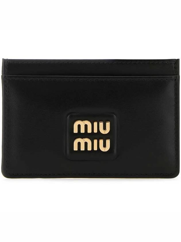 Logo Leather Card Wallet Black - MIU MIU - BALAAN 2