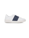 Men's Hidden Open Band Low Top Sneakers White Navy - VALENTINO - BALAAN 1