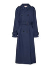 Double Breasted Wool Trench Coat Blue - GUCCI - BALAAN 2