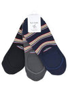 Striped 3 Pack Fake Socks Black Navy Grey - PAUL SMITH - BALAAN 3