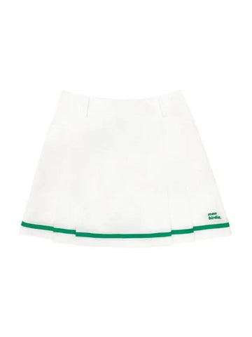 Women's Pleated Skirt White Green - MONBIRDIE GOLF - BALAAN 1