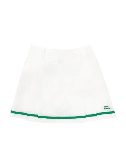 Women's Pleated Skirt White Green - MONBIRDIE GOLF - BALAAN 1