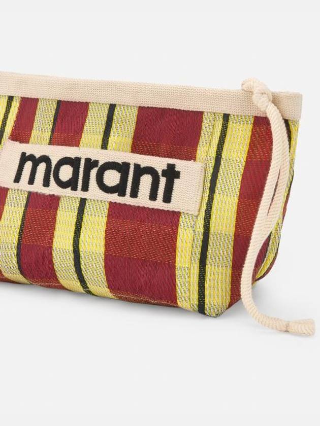 Embroidered Logo Pouch Bag Red Yellow - ISABEL MARANT - BALAAN 4