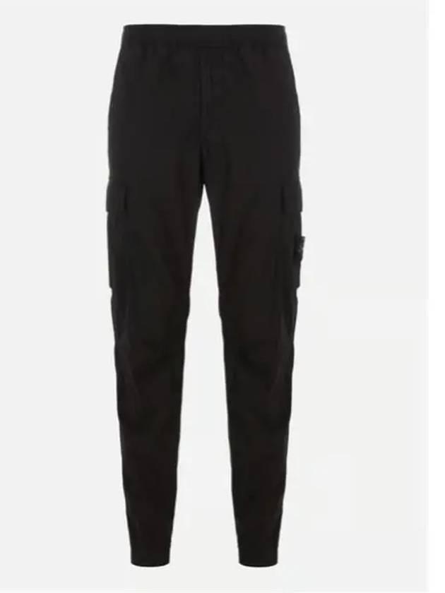 Stretch Cotton Tela Paracadute Cargo Straight Pants Black - STONE ISLAND - BALAAN 4