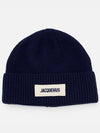 Le Bonnet Grosgrain Logo Patch Beanie Navy - JACQUEMUS - BALAAN 2