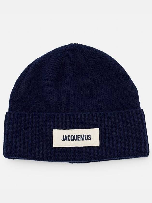 Le Bonnet Grosgrain Logo Patch Beanie Navy - JACQUEMUS - BALAAN 2