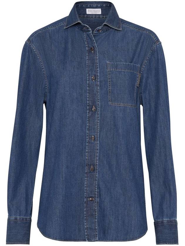 Brunello Cucinelli Denim Shirt With Monili Detail - BRUNELLO CUCINELLI - BALAAN 1