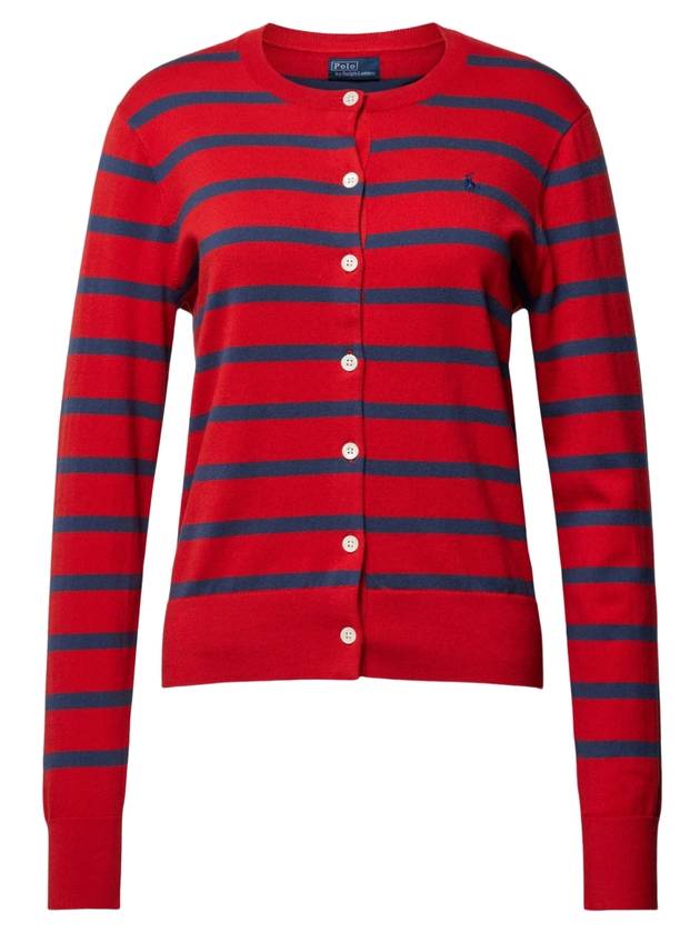 Striped Cotton Blend Cardigan Red - POLO RALPH LAUREN - BALAAN 1