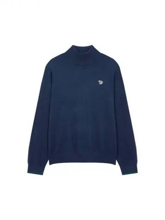 PS zebra patch roll neck knit navy 270026 - PAUL SMITH - BALAAN 1