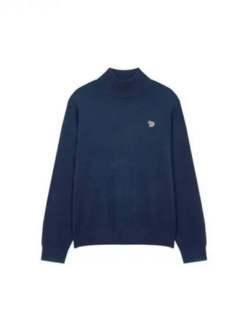 PS zebra patch roll neck knit navy 270026 - PAUL SMITH - BALAAN 1