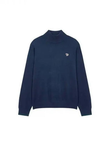 PS zebra patch roll neck knit navy 270026 - PAUL SMITH - BALAAN 1