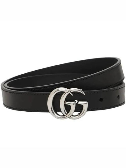 GG Marmont Thin Leather Belt Black - GUCCI - BALAAN 2