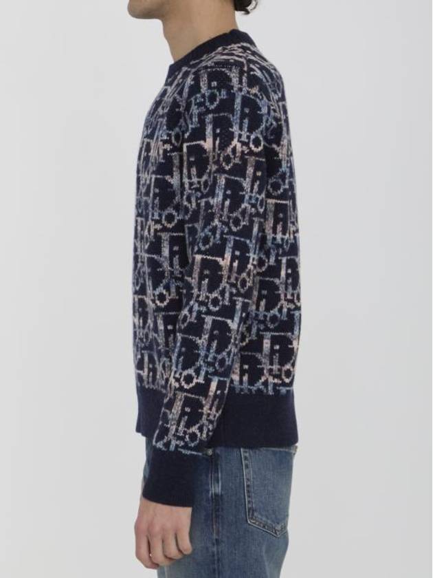 Oblique Jacquard Wool Knit Top Navy - DIOR - BALAAN 4