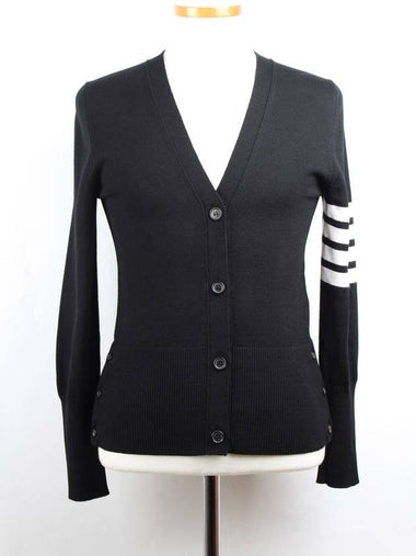 Wool diagonal armband women s cardigan black 40 55 - THOM BROWNE - BALAAN 1