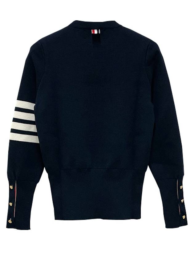 4-Bar Milano Stitch Crew Neck Knit Top Navy - THOM BROWNE - BALAAN 4