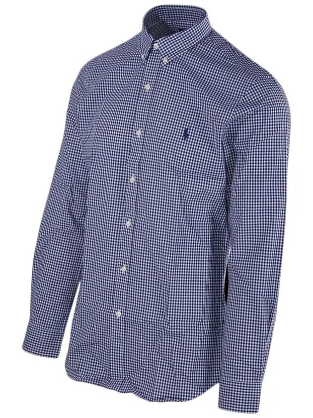 embroidered logo long sleeve shirt blue - POLO RALPH LAUREN - BALAAN 4