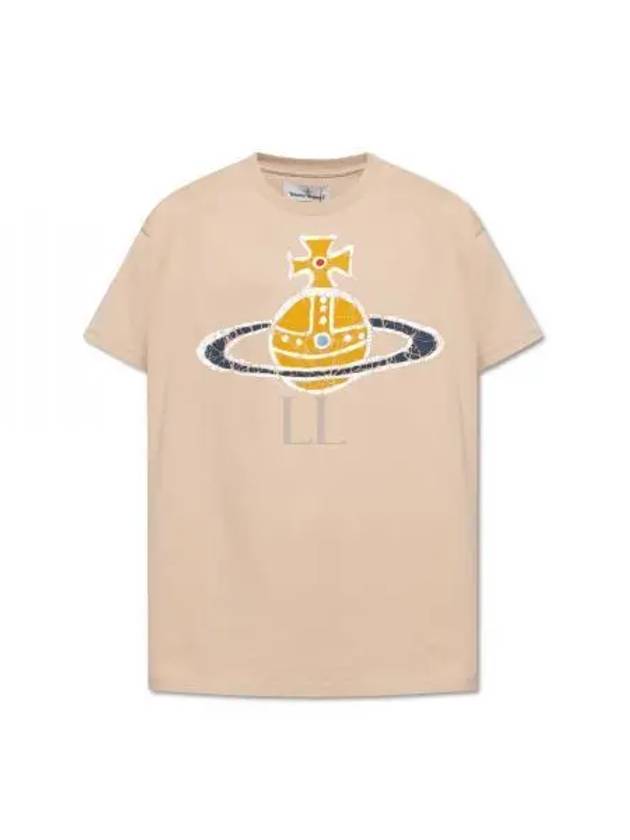 Women's Print Logo Short Sleeve T-Shirt Beige - VIVIENNE WESTWOOD - BALAAN 2