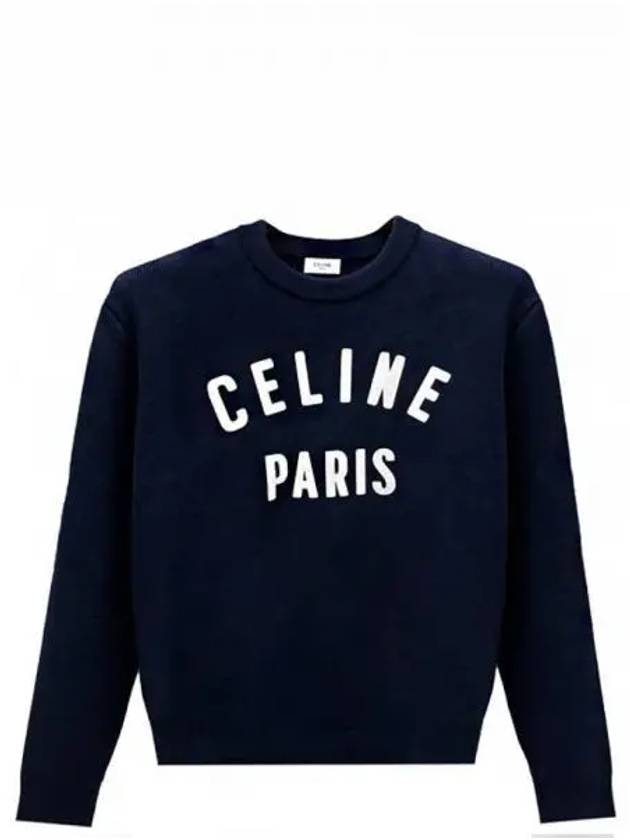 Logo cotton loose fit crew neck sweater navy men s sweatshirt 270866 - CELINE - BALAAN 1