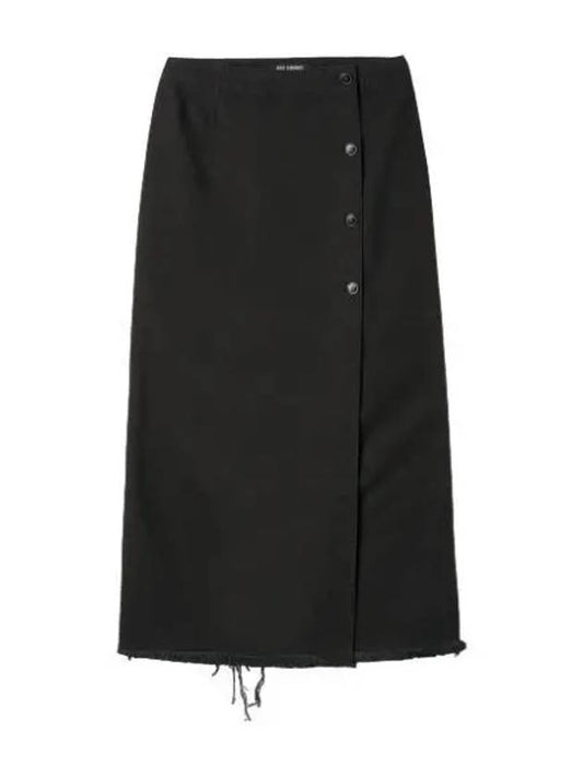 Wrap Button Denim Skirt Black Women - RAF SIMONS - BALAAN 1
