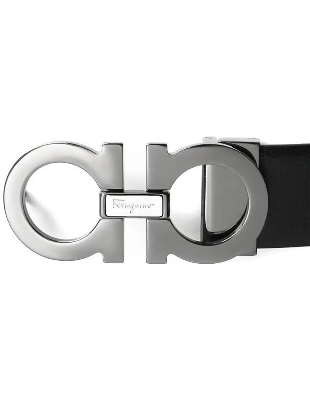 Reversible Gancini Leather Belt Black - SALVATORE FERRAGAMO - BALAAN 5