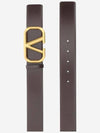 Signature V Logo Leather Belt Dark Brown - VALENTINO - BALAAN 3