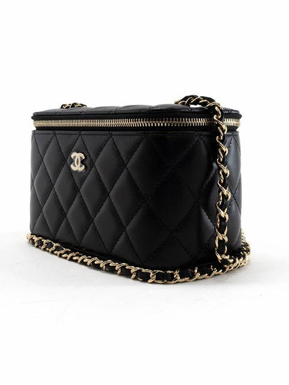 Small Classic Vanity Bag with Chain Lambskin & Gold Black - CHANEL - BALAAN 2